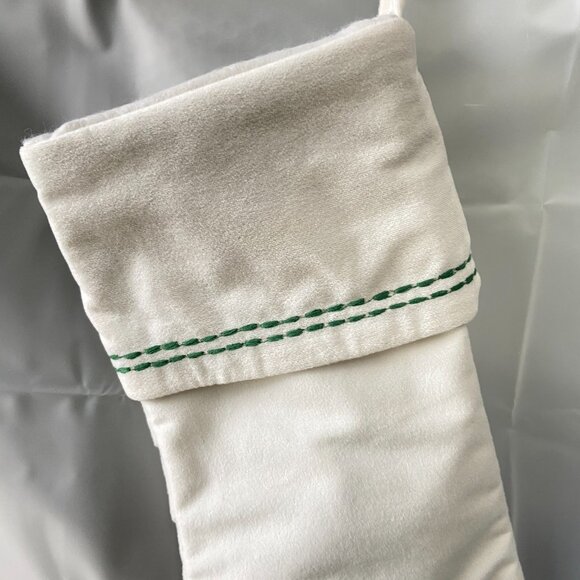 White Christmas Stocking Embroidered Tree with Shiny Beads Ornaments - Picture 8 of 11